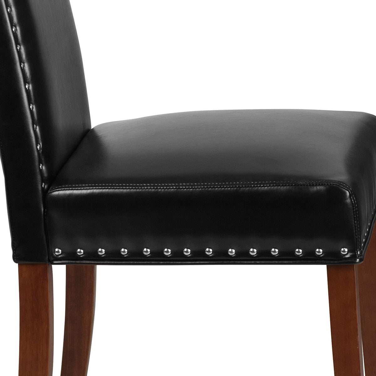 Black LeatherSoft Parsons Chair with Nail Trim I241410