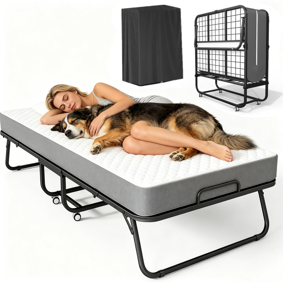 Folding Bed with Mattress 75" x 31" 5" Memory Foam J93532