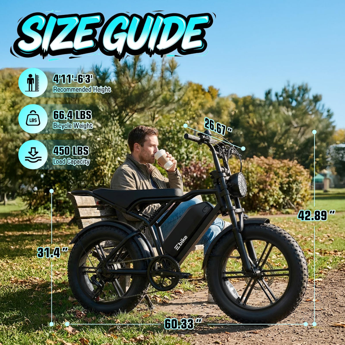 Electric Bike for Adults 48V 15Ah Fat Tire N938465