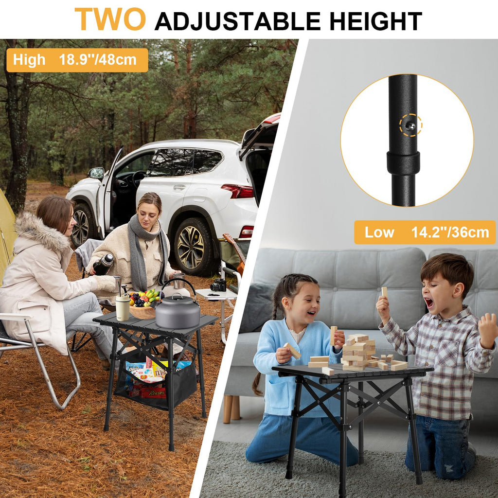 Folding Camping Side Table, Adjustable Height P637260