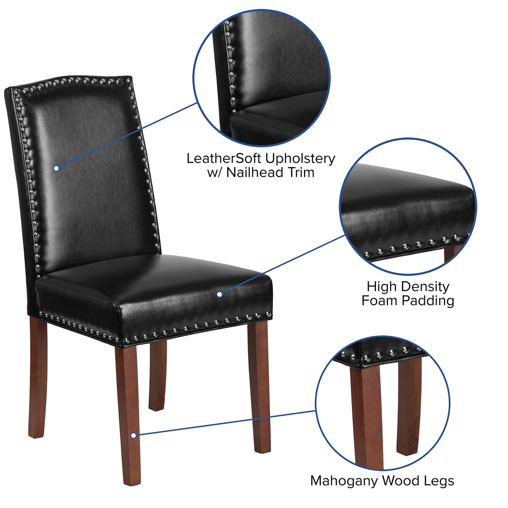 Black LeatherSoft Parsons Chair with Nail Trim I241410