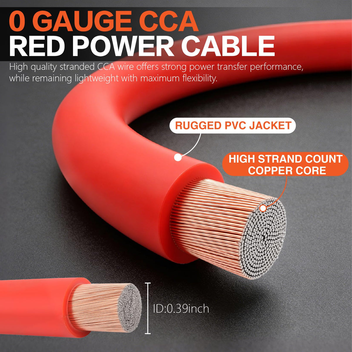 0 Gauge Car Audio Amp Wiring Kit 3000W with Bass Knob O178044