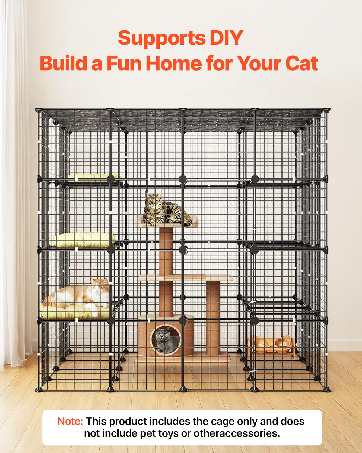 4-Tier Metal Wire Cat Cage with 3 Doors J118590