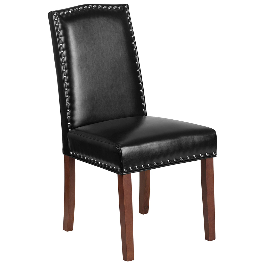 Black LeatherSoft Parsons Chair with Nail Trim I241410