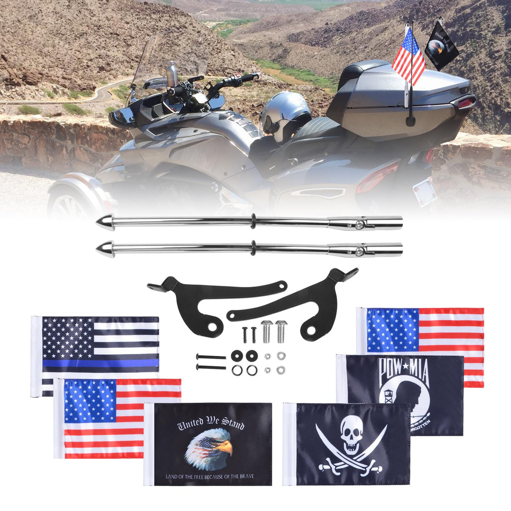 2 Pack Stainless Steel Flag Pole Mount Kit with 6pcs Flags A432