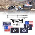 2 Pack Stainless Steel Flag Pole Mount Kit with 6pcs Flags A432