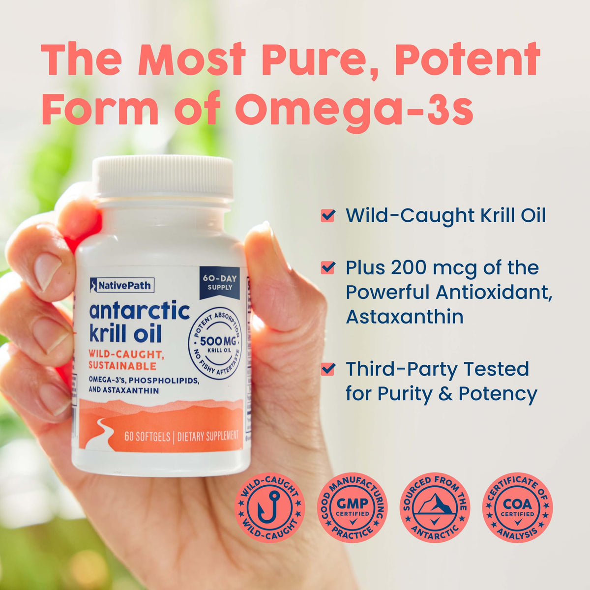 Antarctic Krill Oil 500mg Omega-3 60 Softgels T9534