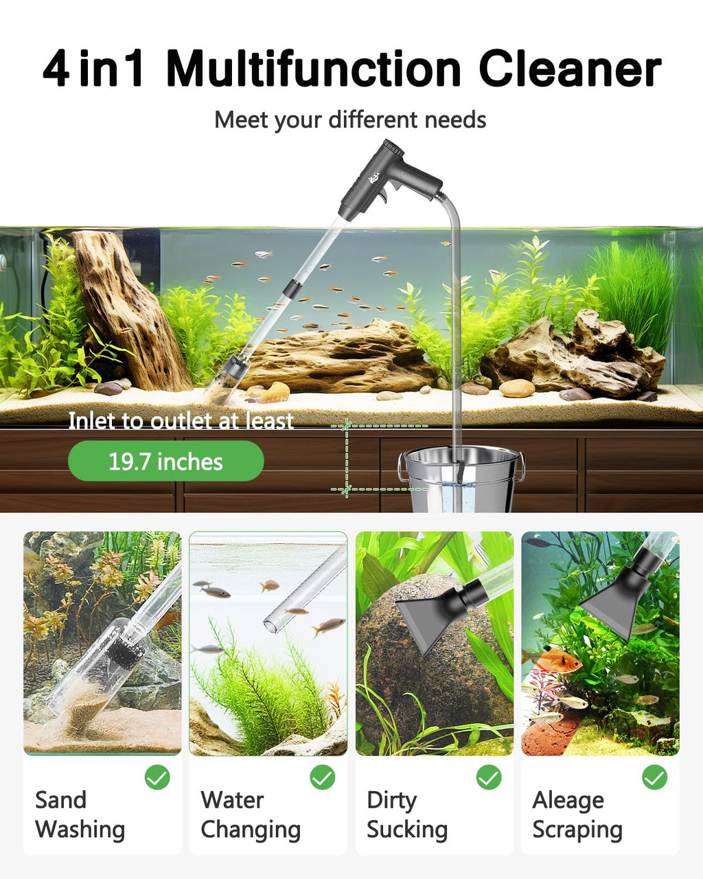 Aquarium Gravel Cleaner with Water Flow Adjustment D73016