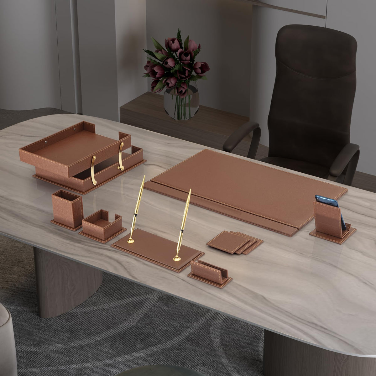 12-Piece Leather Desk Organizer Set Q46984
