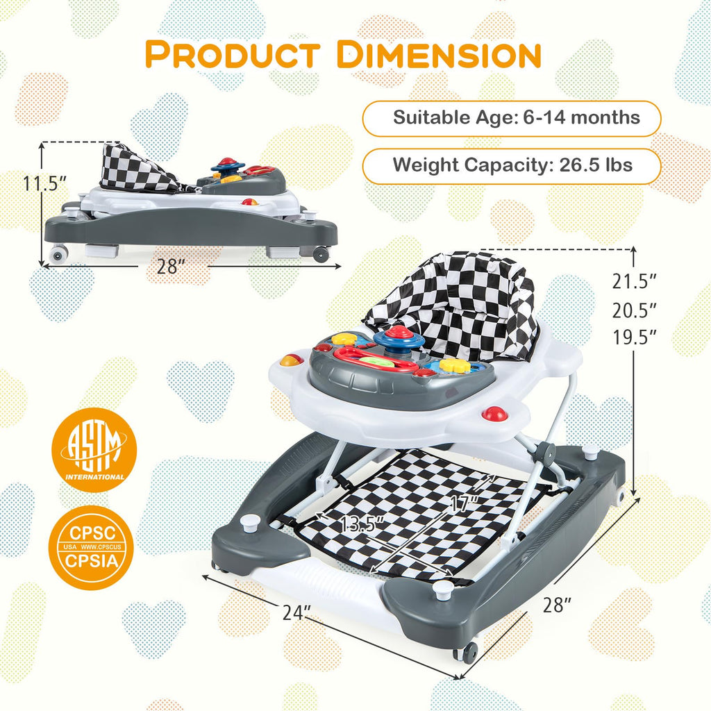 Foldable Adjustable Baby Walker with Wheels N501