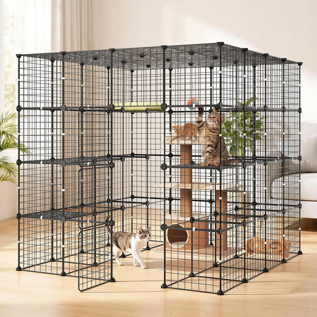 4-Tier Metal Wire Cat Cage with 3 Doors J118590