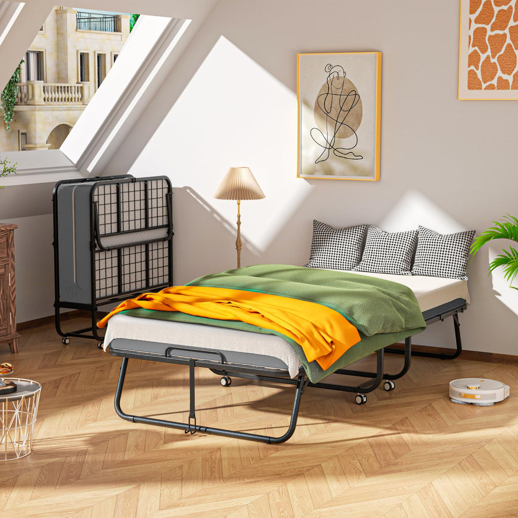 Folding Bed with Mattress 75" x 31" 5" Memory Foam J93532