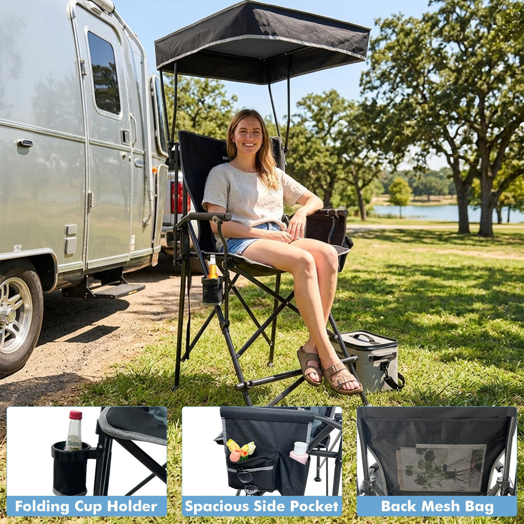 Oversized Folding Director Chair with Canopy and Footrest V909919