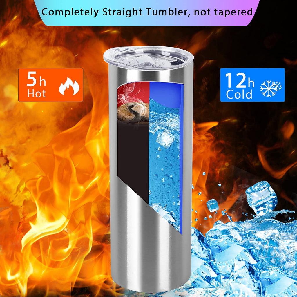 20 Oz Stainless Steel Skinny Tumbler Set, 4 Pack, Silver Z580