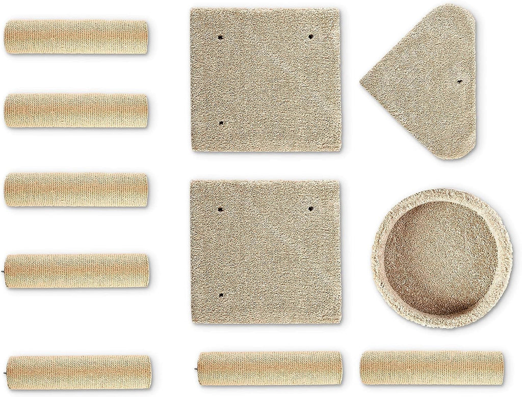 Beige Multi-Level Cat Tree Tower with Scratching Posts L782