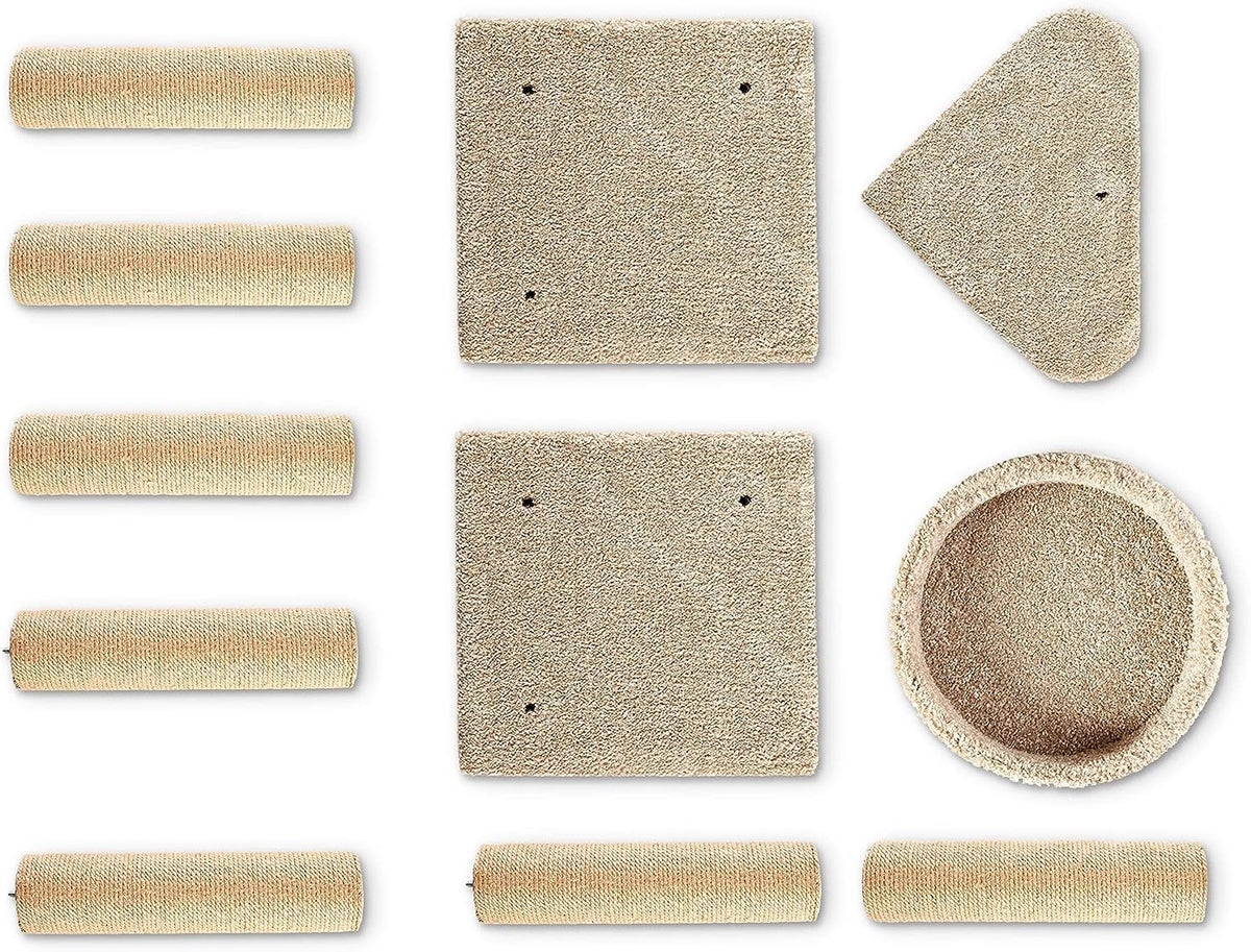 Beige Multi-Level Cat Tree Tower with Scratching Posts L782