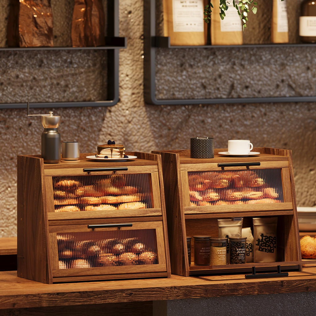 Acacia Wood 2-Layer Bread Box J420