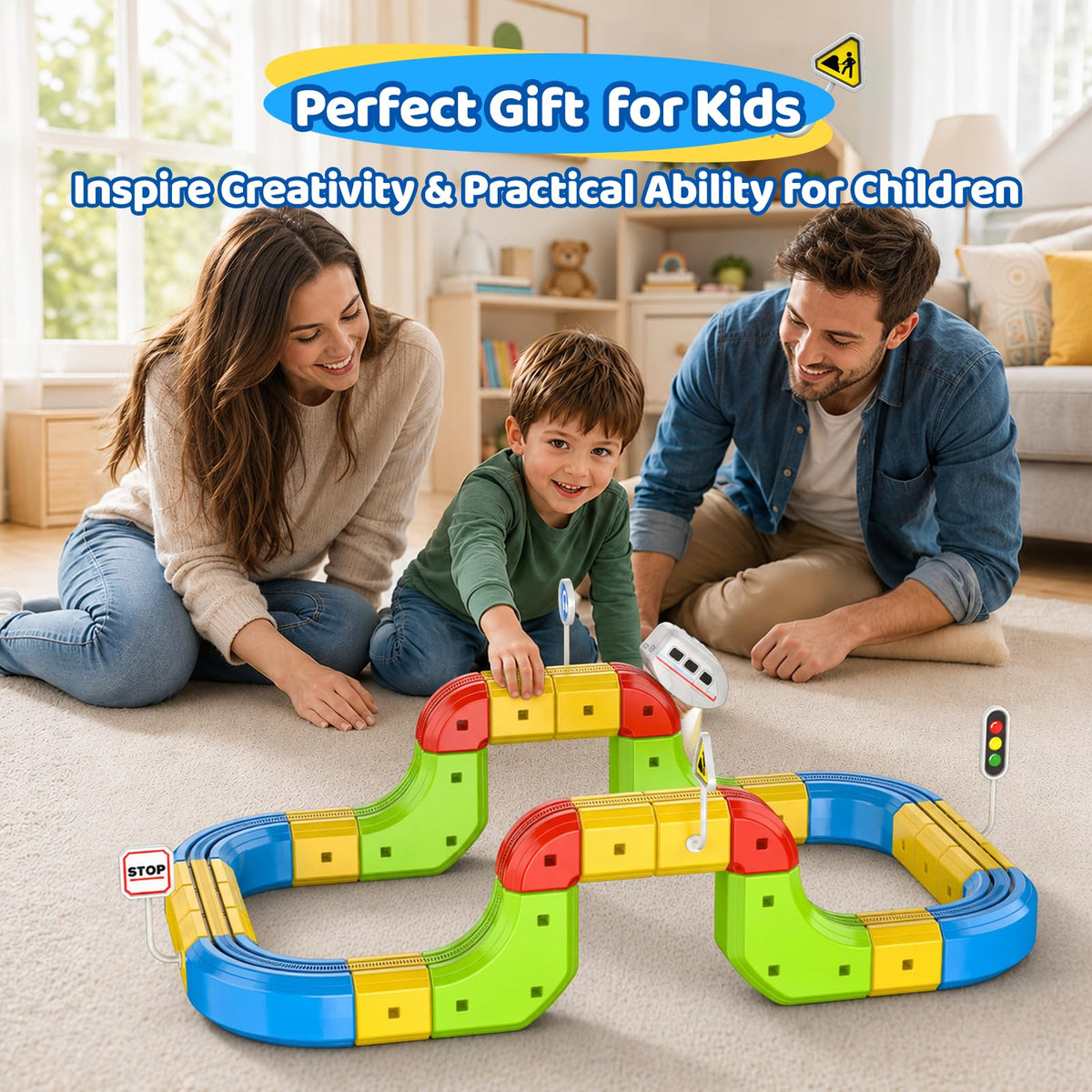52PCS Electric Train Set 3D Flexible Race Track Toy S308953