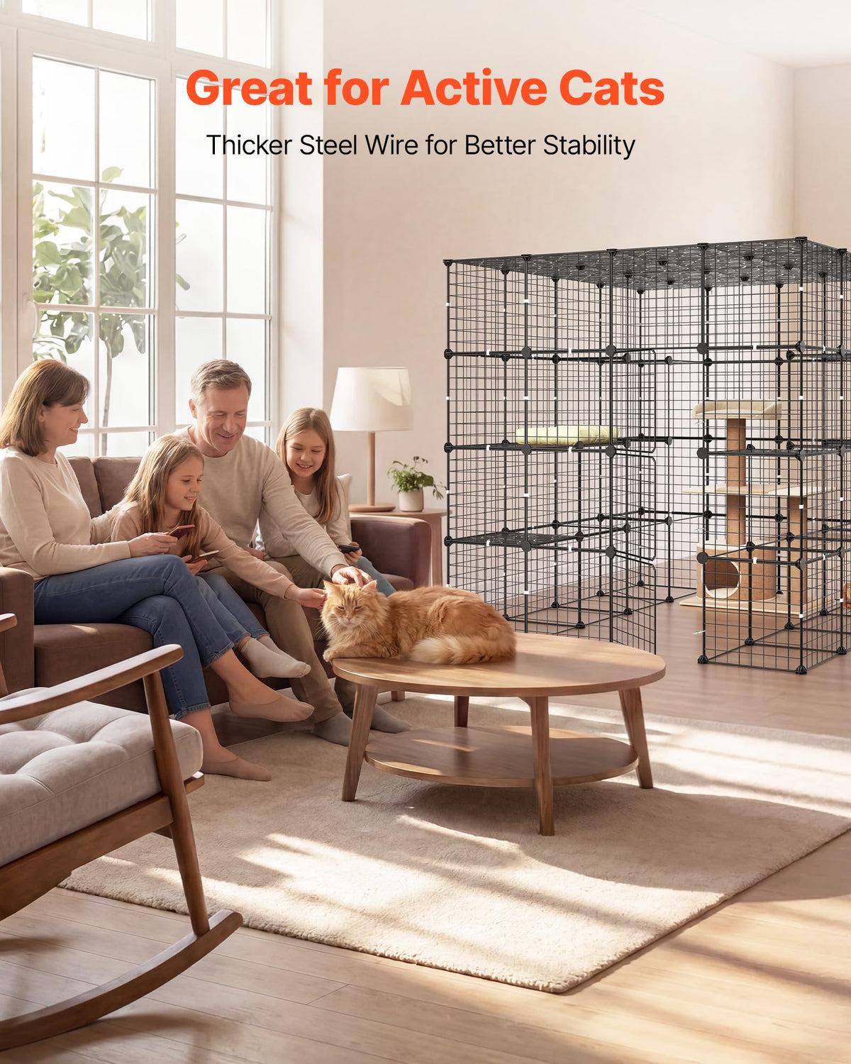 4-Tier Metal Wire Cat Cage with 3 Doors J118590