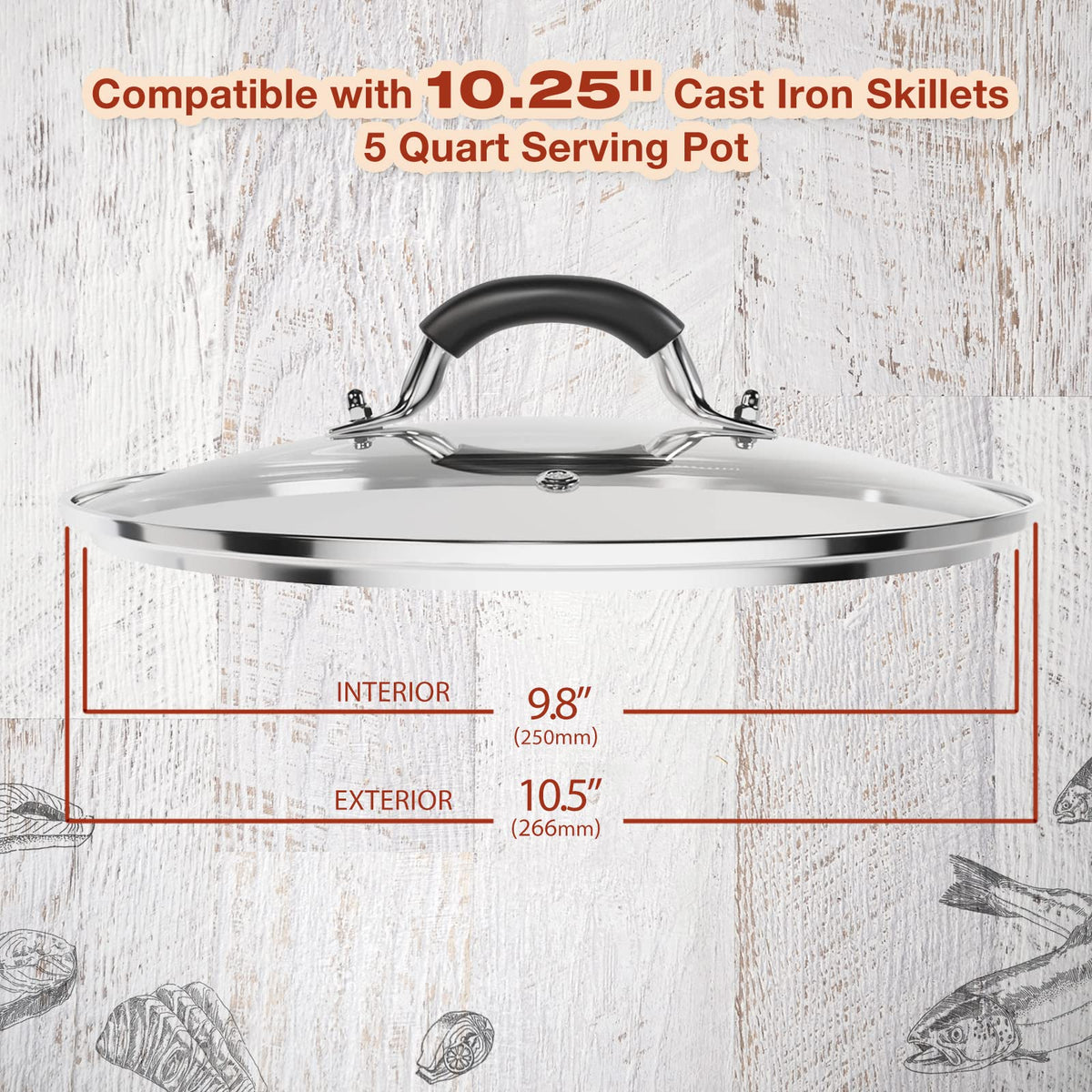 10.25 Inch Tempered Glass Lid H8392