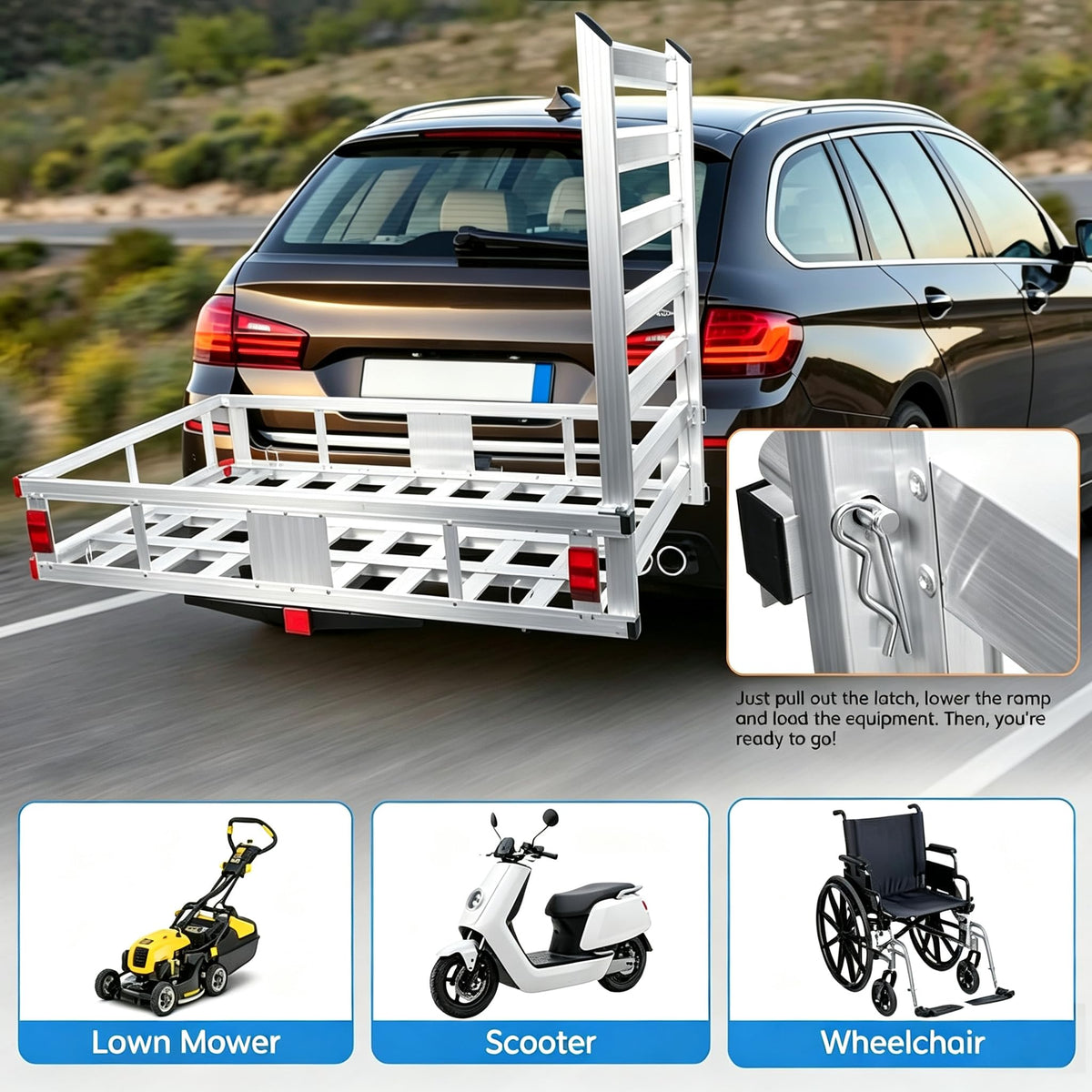 Hitch Cargo Carrier with Folding Ramp N967