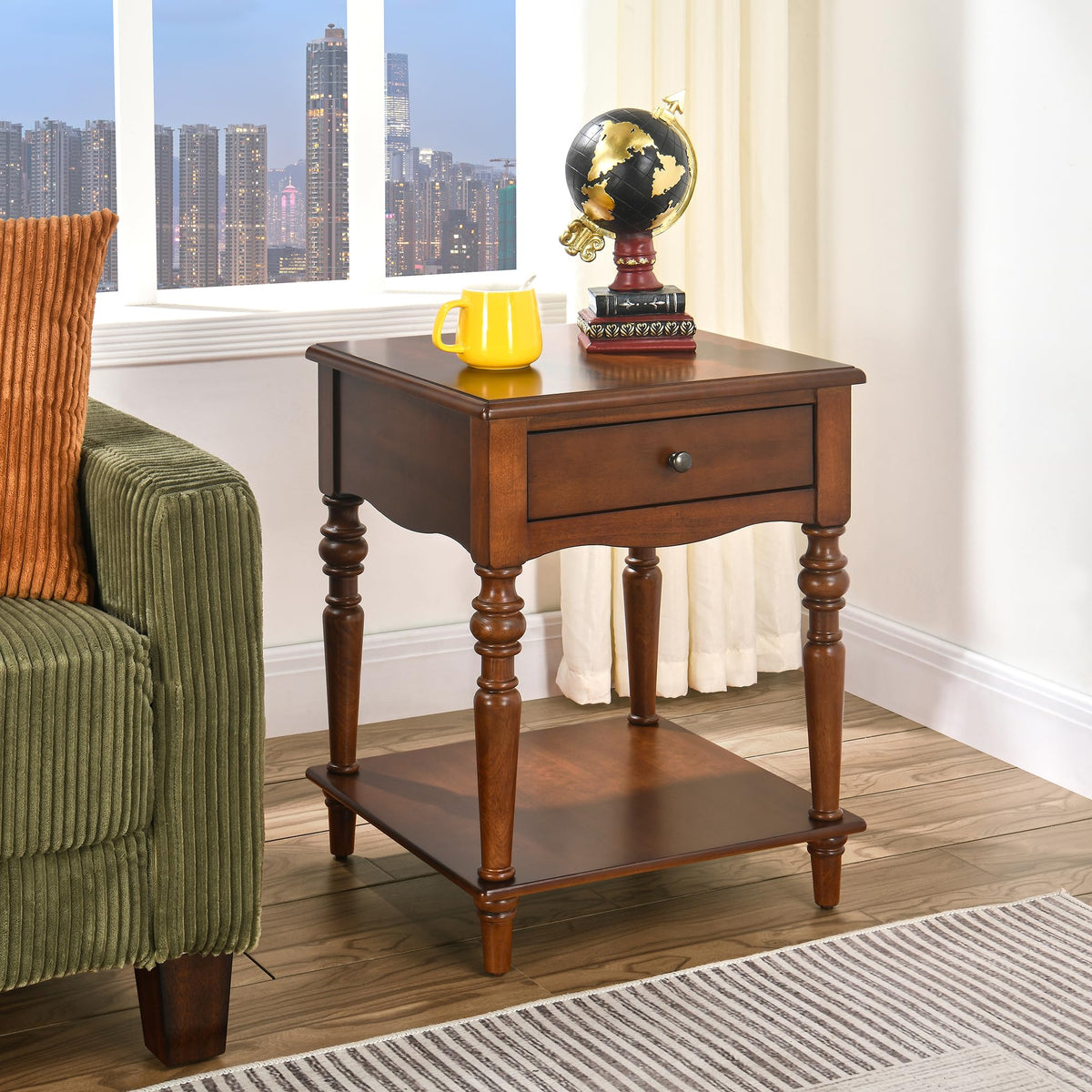 Solid Wood End Table with Drawer P1268