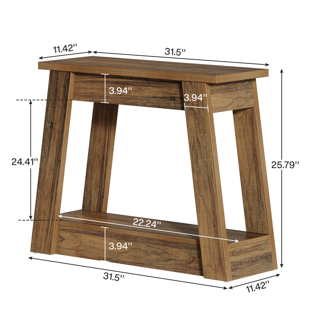 Wood End Table with 2 Storage Shelves R416