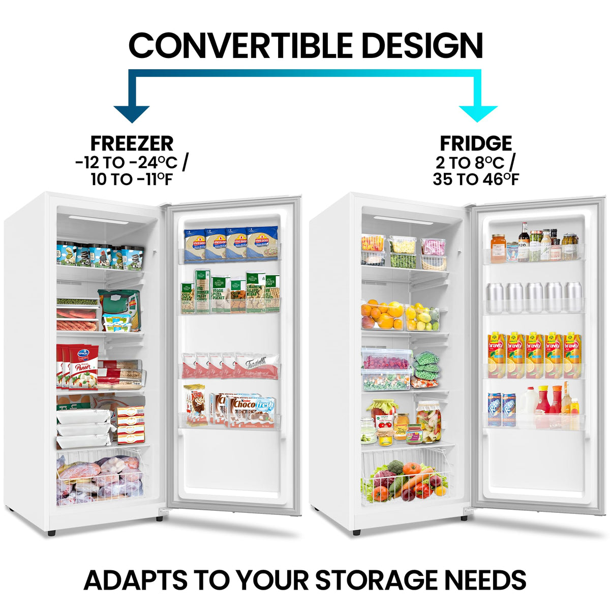 17.0 Cubic Feet Upright Freezer Convertible Refrigerator, White Z9041