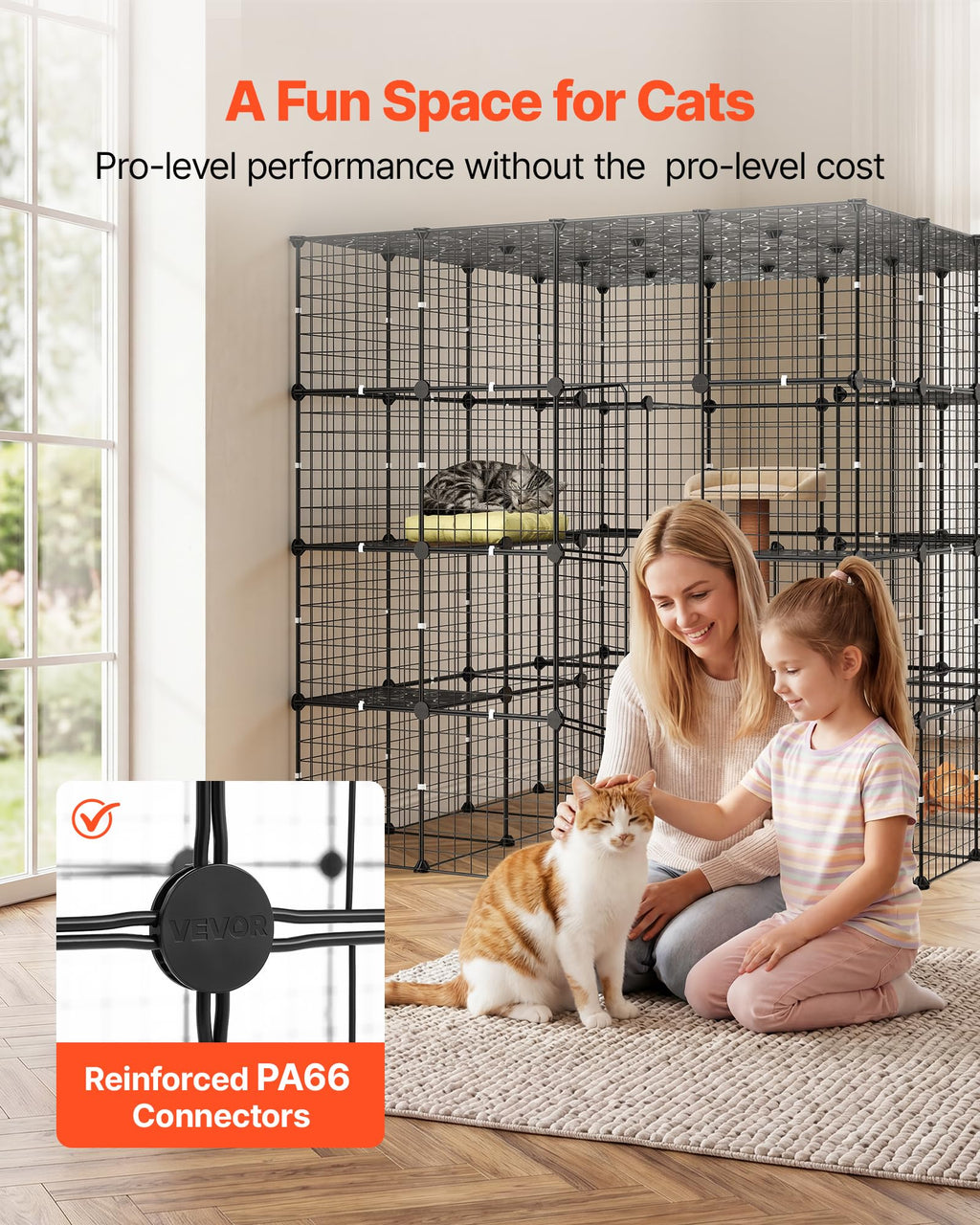 4-Tier Metal Wire Cat Cage with 3 Doors J118590