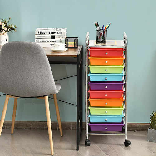 10 Drawer Rolling Cart with Lockable Wheels Y858296