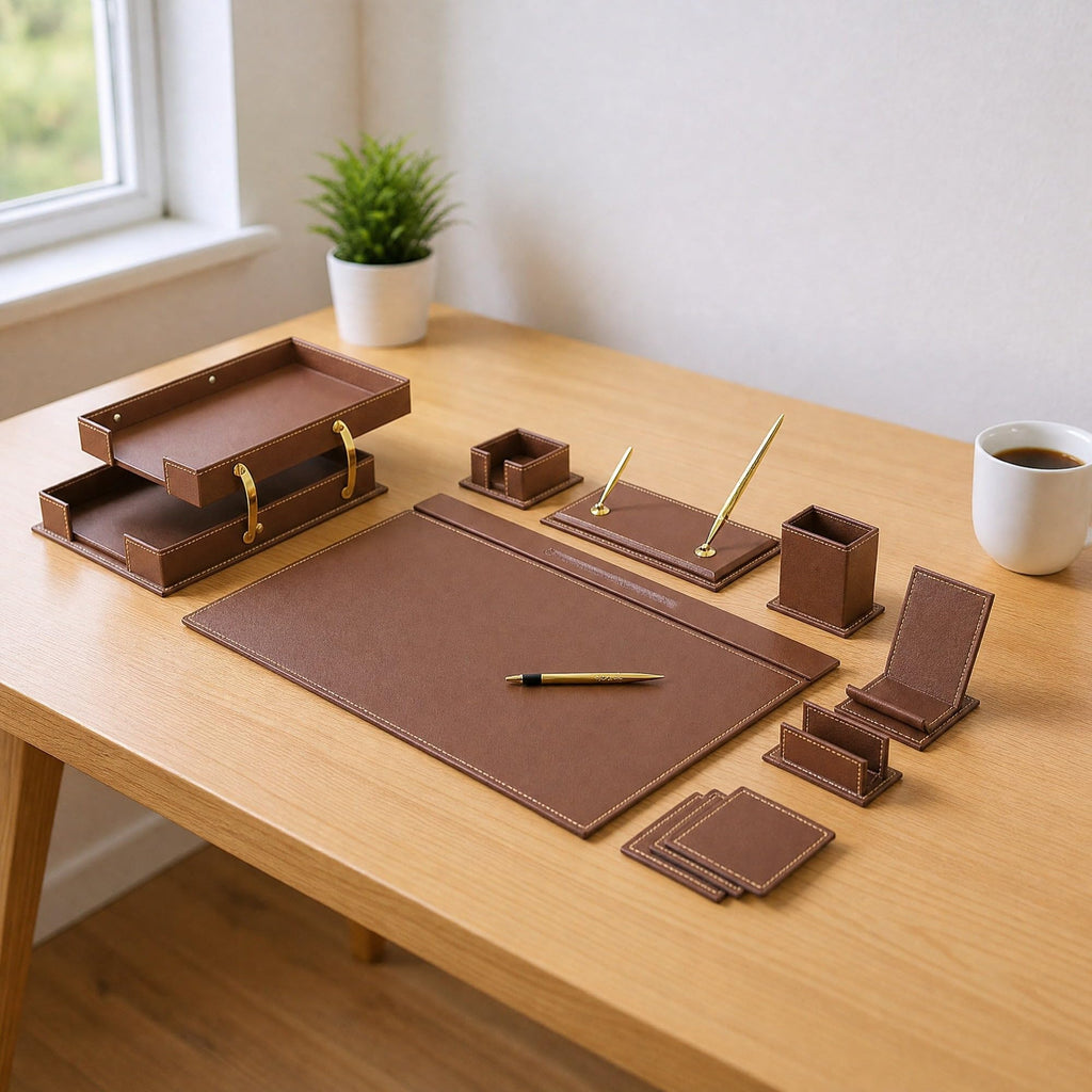12-Piece Leather Desk Organizer Set Q46984