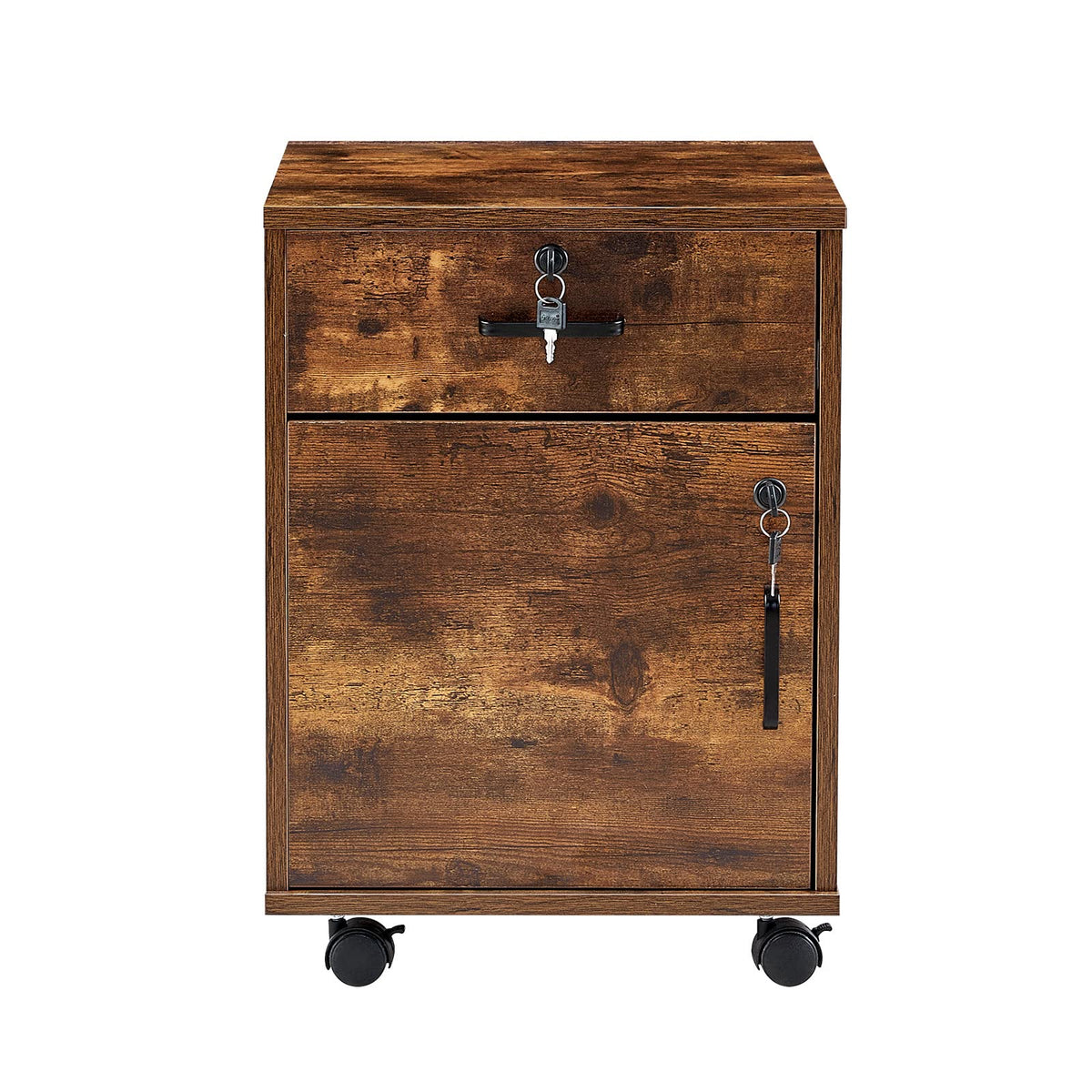 1 Drawer Wood File Cabinet with Lock and Wheels Q44131