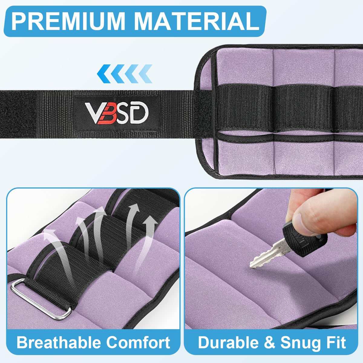 Adjustable Ankle Weights 10lb 1 Pair Lavender I1151