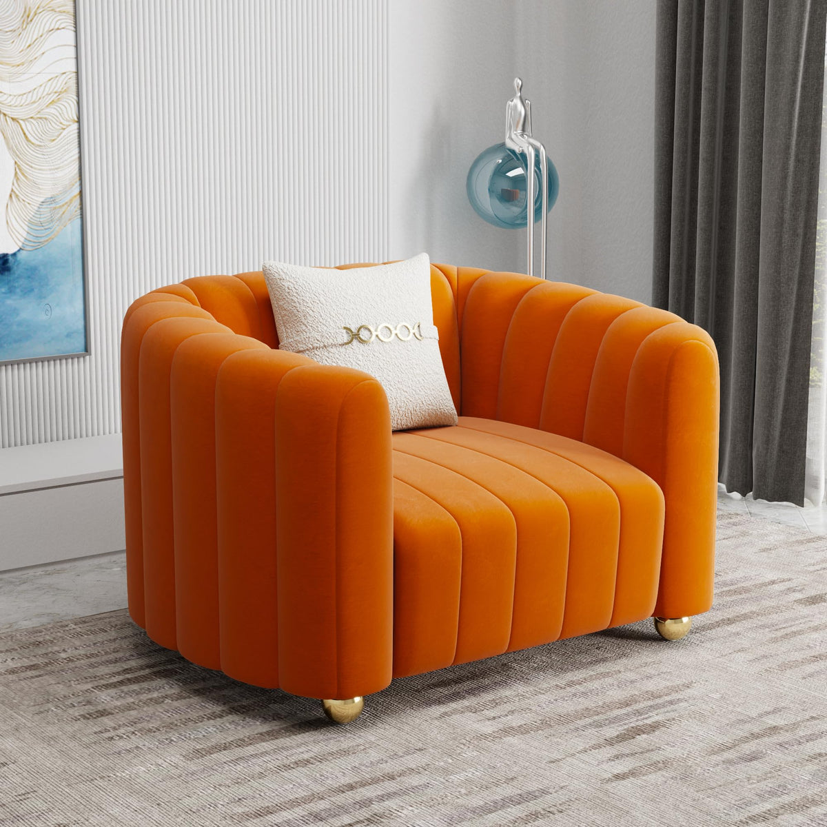 Orange Velvet 2-Piece Sofa H74606
