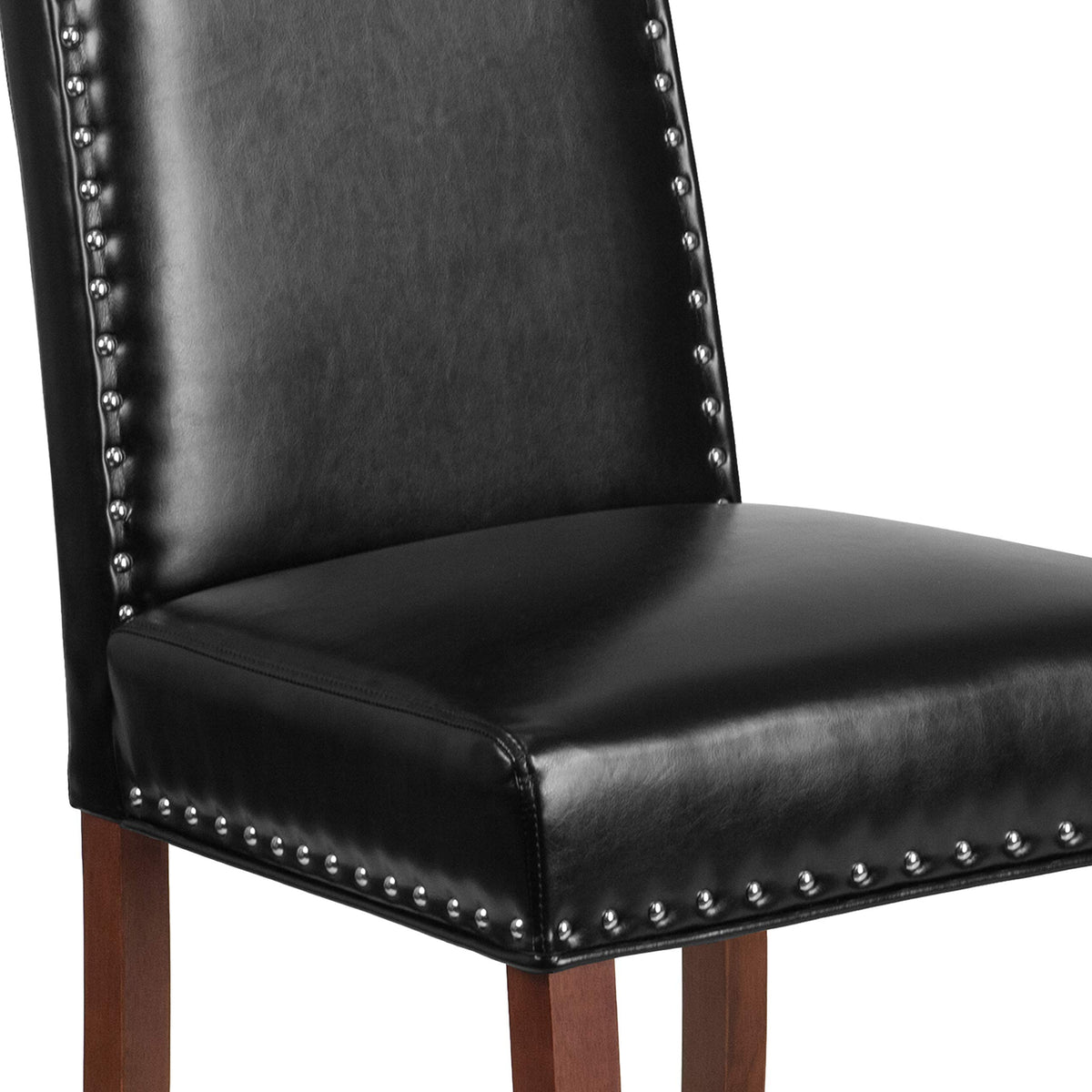 Black LeatherSoft Parsons Chair with Nail Trim I241410