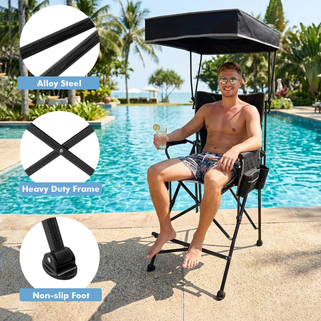 Oversized Folding Director Chair with Canopy and Footrest V909919