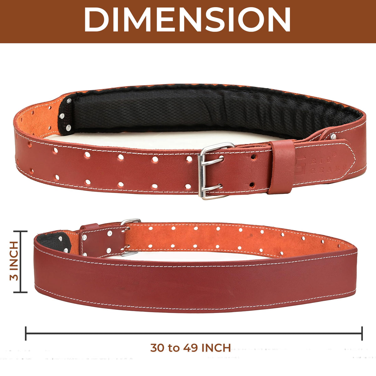 Leather Tool Belt 3 Inch 34" to 49" V78674