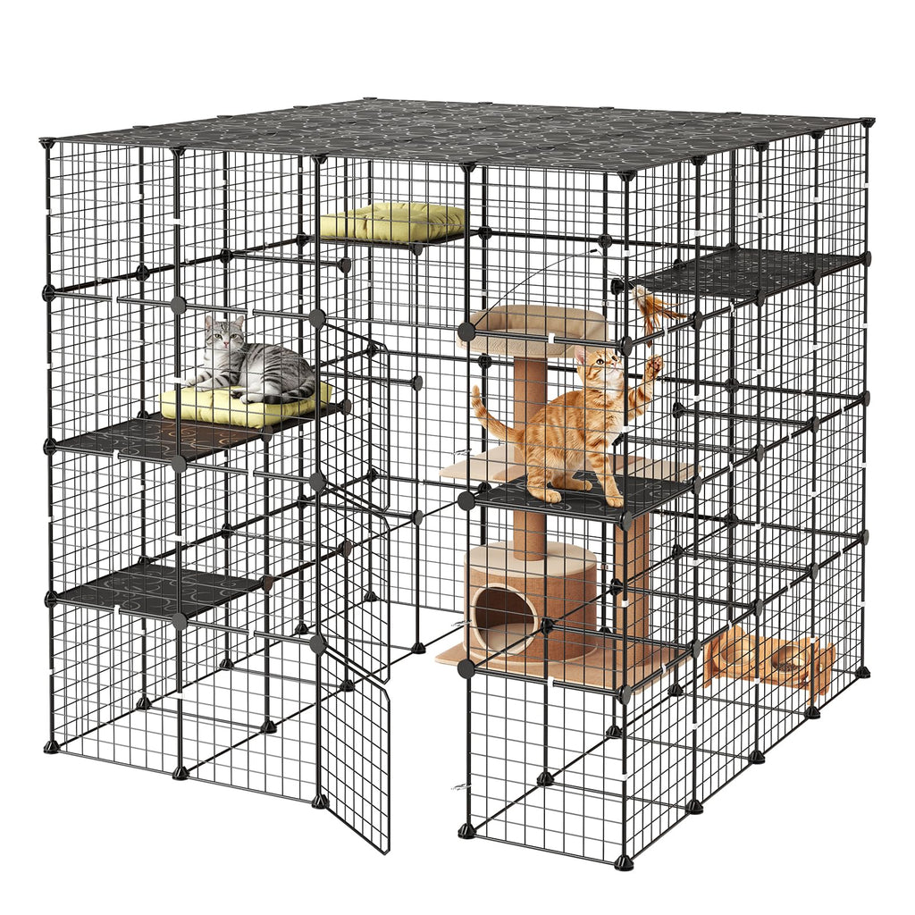 4-Tier Metal Wire Cat Cage with 3 Doors J118590
