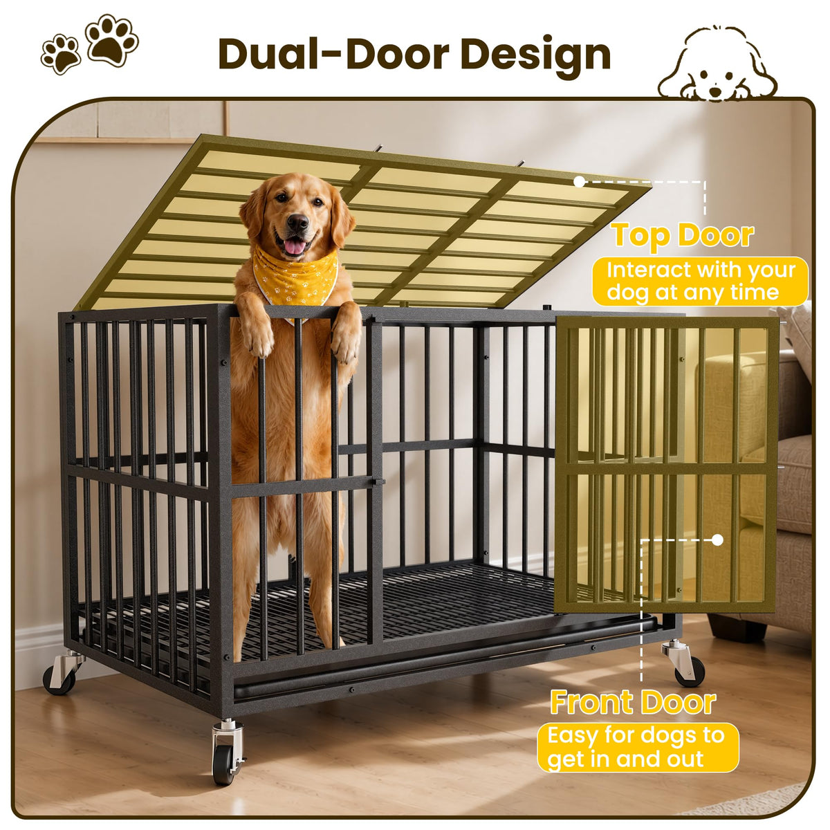 48 Inch Heavy Duty Black Dog Crate V26922