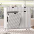 White 20 Gallon Double Tilt Out Laundry Hamper Cabinet with 2 Drawers P1201