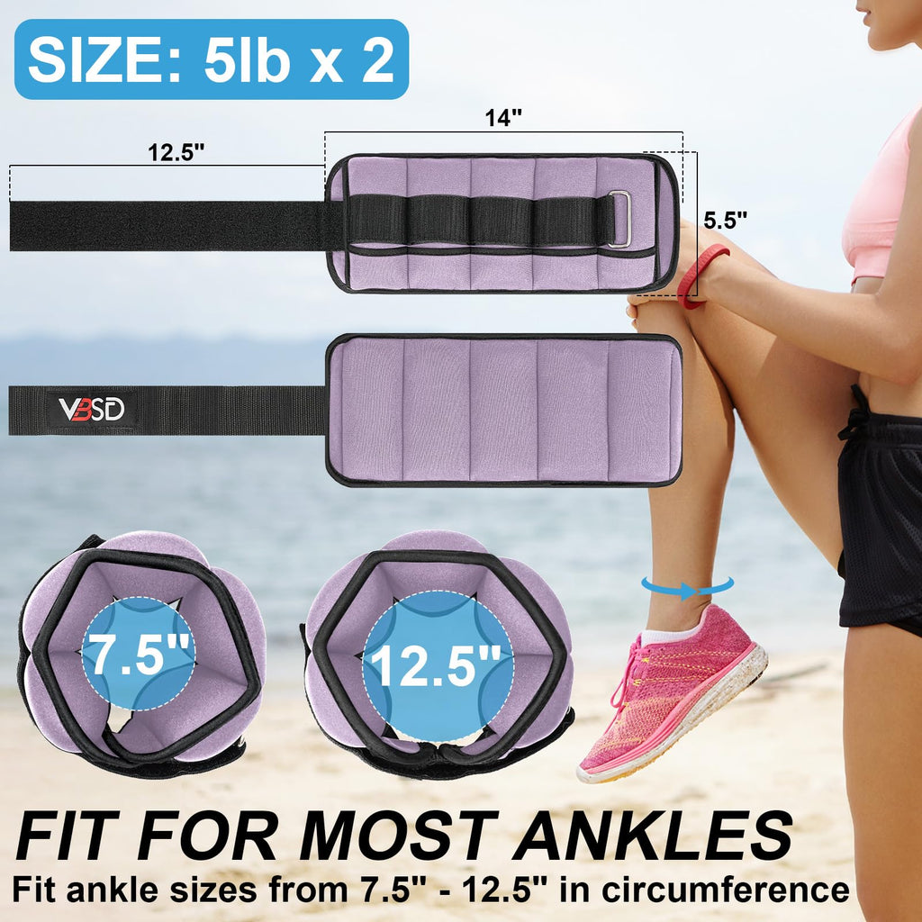 Adjustable Ankle Weights 10lb 1 Pair Lavender I1151