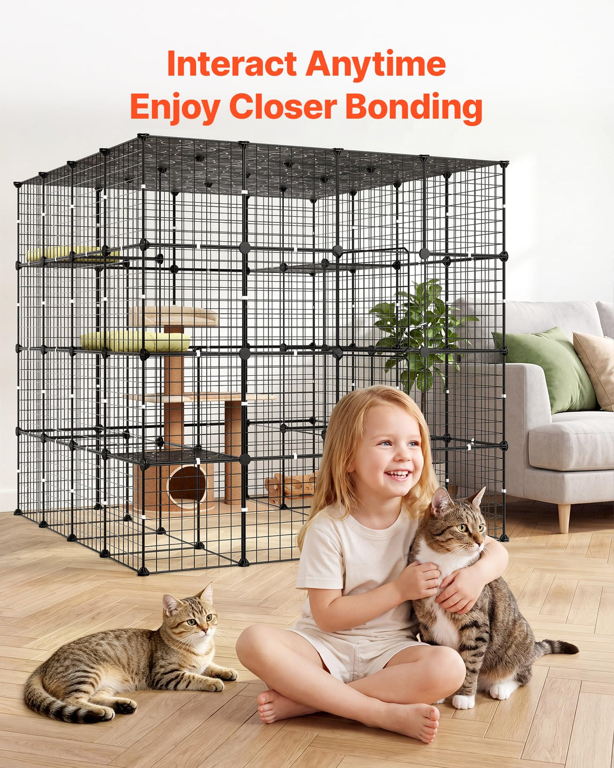 4-Tier Metal Wire Cat Cage with 3 Doors J118590