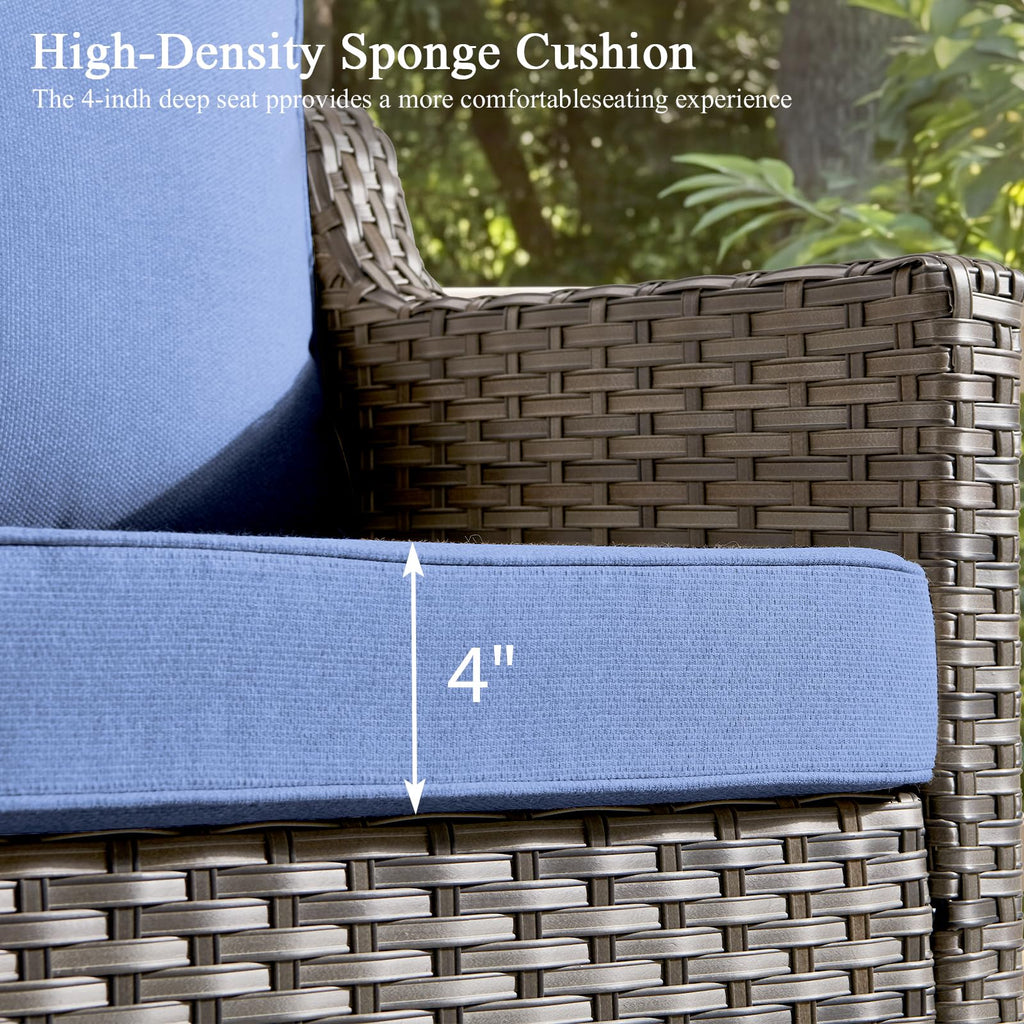 3 Pieces All Weather Wicker Patio Sofa Set with 2 Footstools V68740