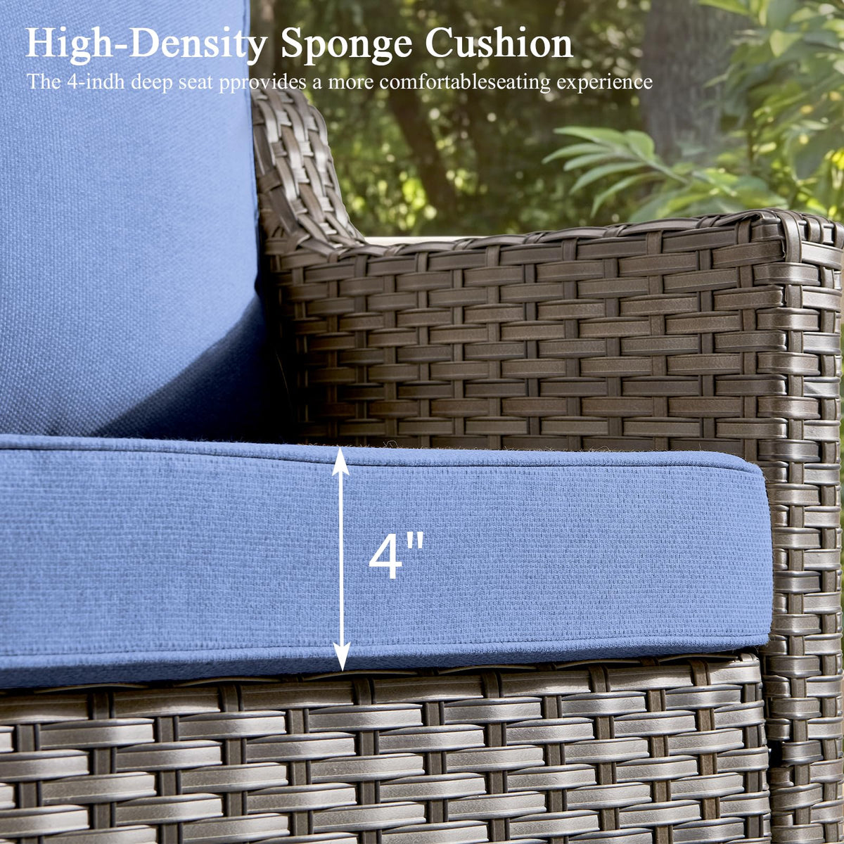 3 Pieces All Weather Wicker Patio Sofa Set with 2 Footstools V68740
