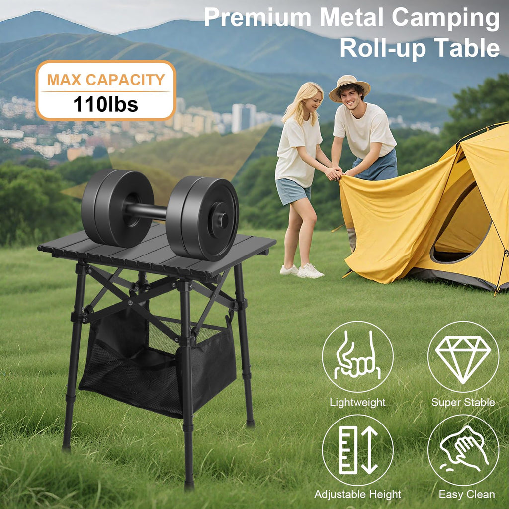 Folding Camping Side Table, Adjustable Height P637260