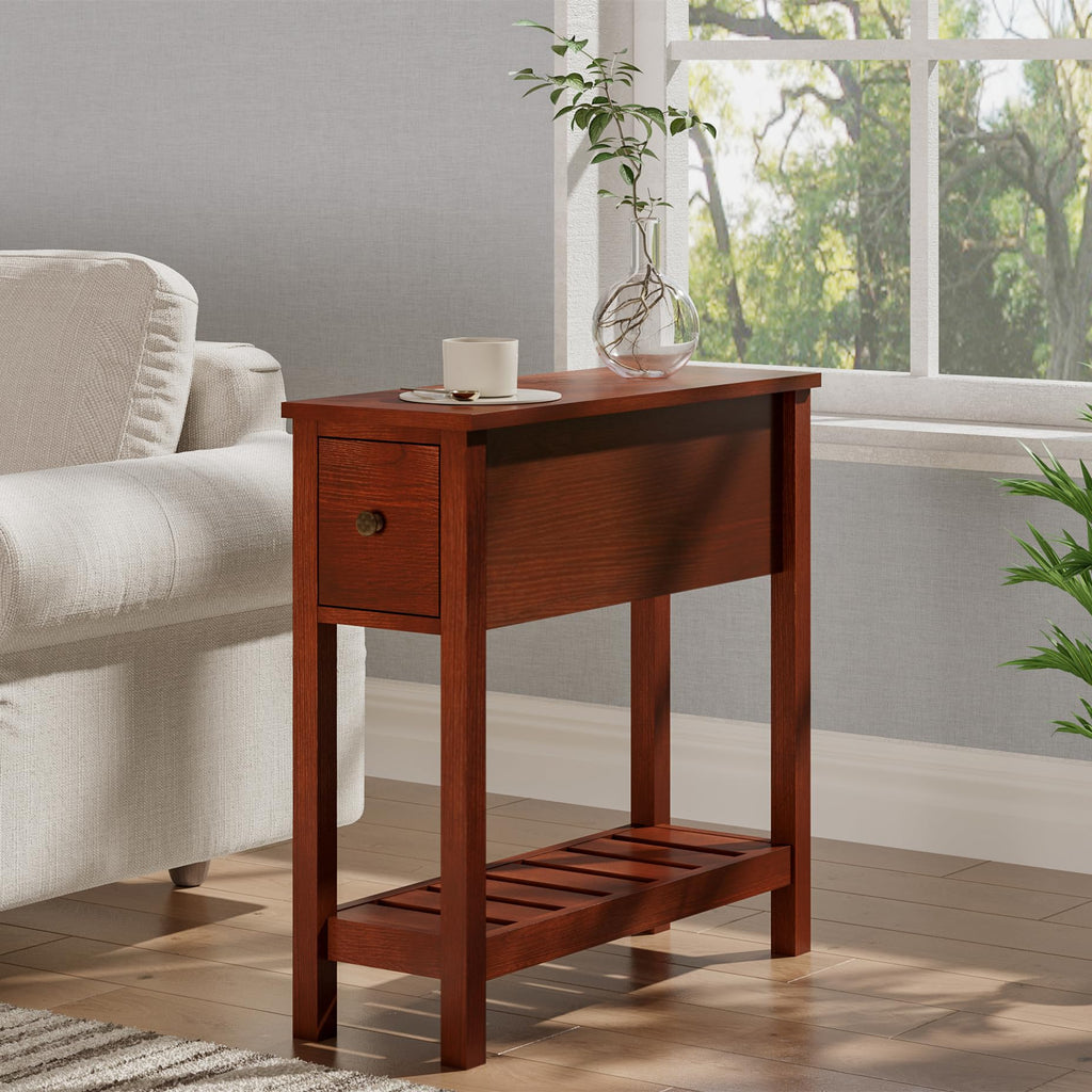 Narrow Side Table with Drawer Set of 2 V863708