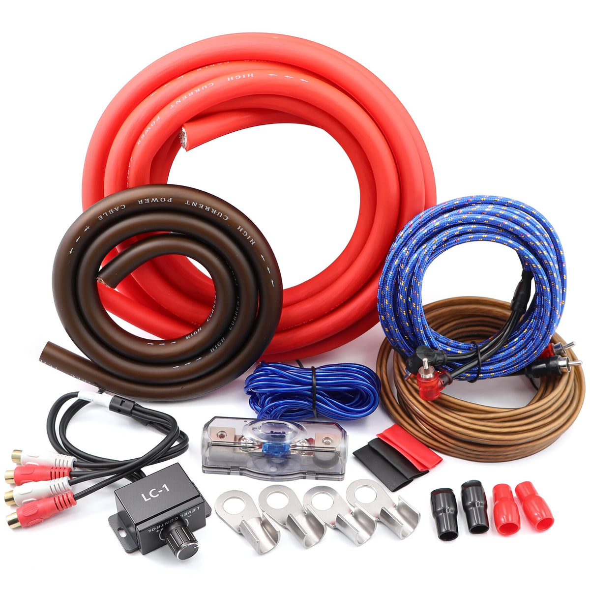 0 Gauge Car Audio Amp Wiring Kit 3000W with Bass Knob O178044