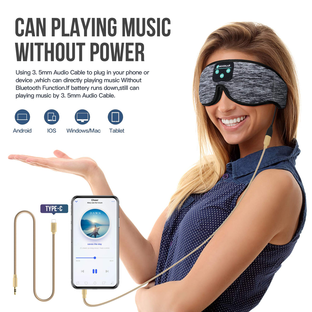 3D Sleep Mask with Bluetooth Headphones B128