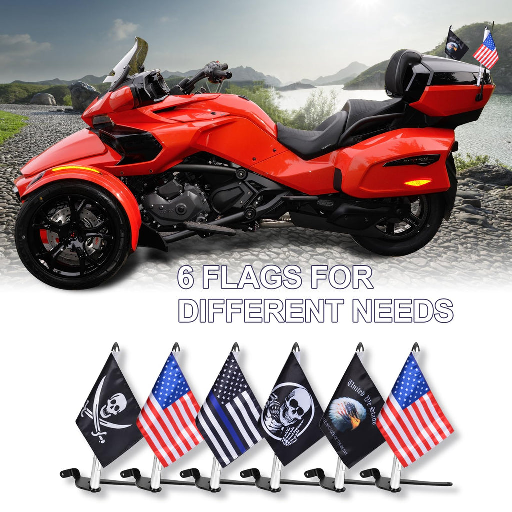 2 Pack Stainless Steel Flag Pole Mount Kit with 6pcs Flags A432