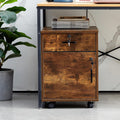 1 Drawer Wood File Cabinet with Lock and Wheels Q44131